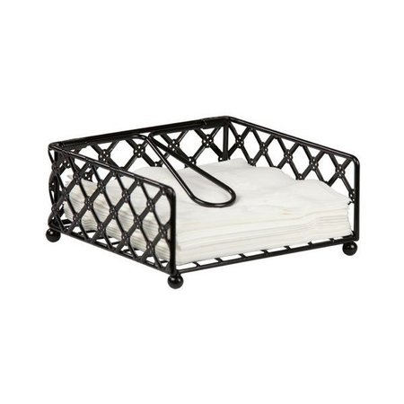 Home Basics Lattice Collection Flat Napkin Holder with Weighted Pivoting Arm, Black NH44043